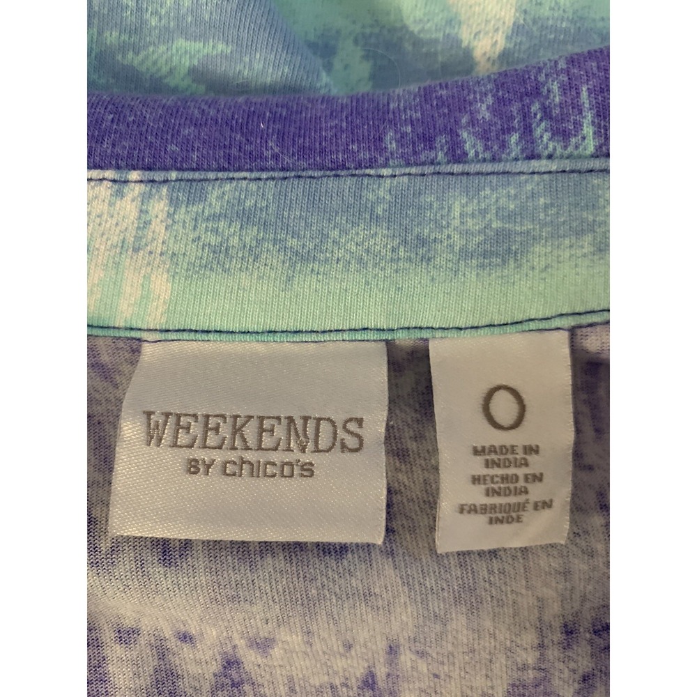 Weekends by Chicos Ikat Aztec Print rhinestone zip up lightweight jacket 0 XS/Sm - Picture 5 of 5